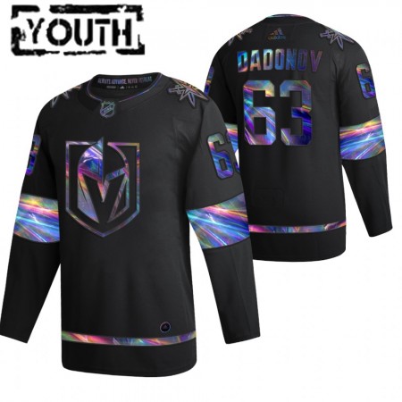 Vegas Golden Knights Evgenii Dadonov 63 2021-22 Iriserend holografisch Zwart Authentic Shirt - Kinderen